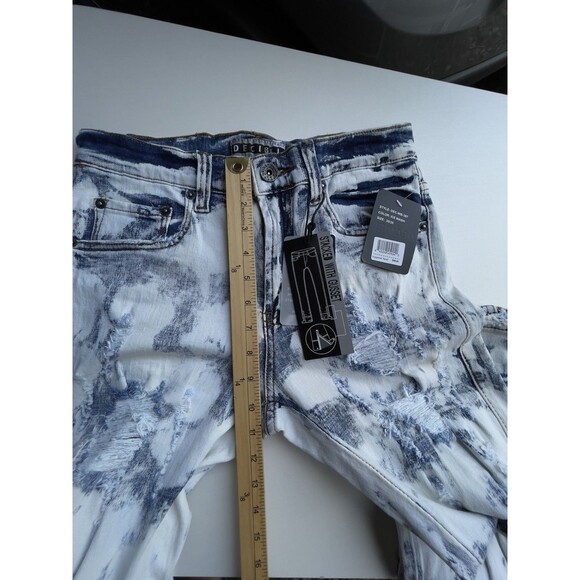 Decibel Stacked With Gusset Jeans Patched Distressed Ice Wash Denim Men’s 30x35 - Picture 8 of 16